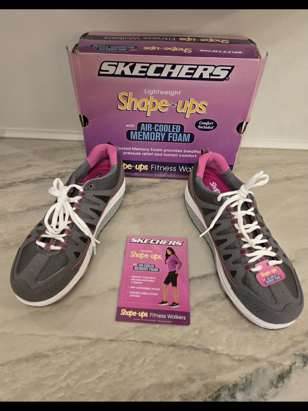 Skechers Shape-ups Women's Gray & Pink Fitness Walkers
